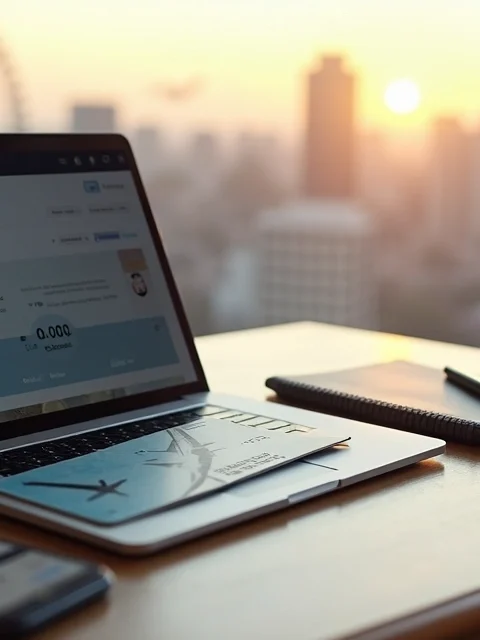 Cartão de embarque com milhas aéreas e vista de Orlando ao fundo